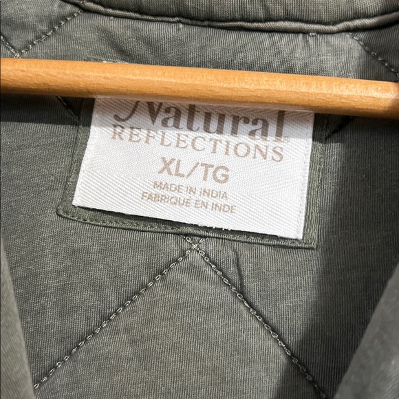 Natural reflections green quilted dolman style button down shacket XL - Picture 4 of 5